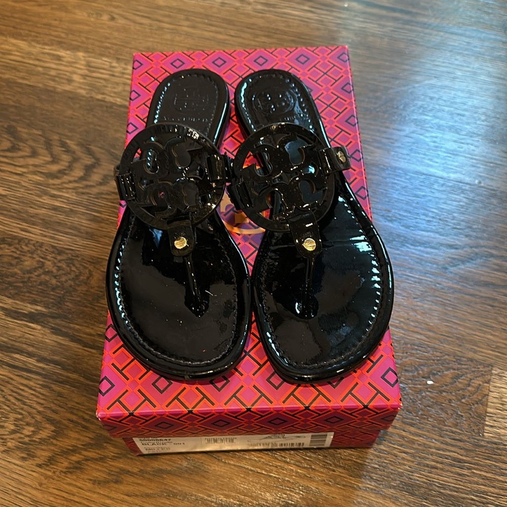 Black Patent Leather Tory Burch Miller Sandals